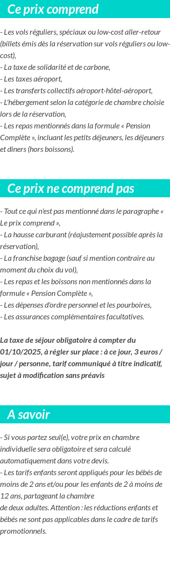 Conditions tarifaires