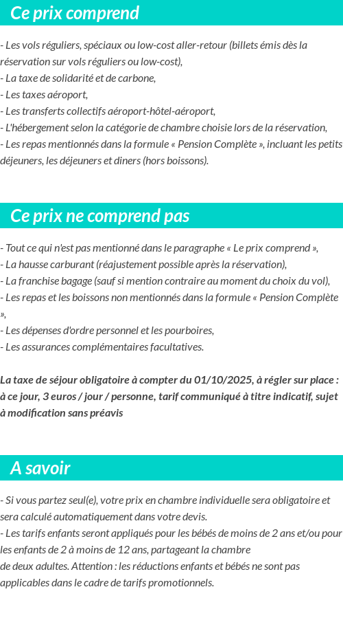 Conditions tarifaires