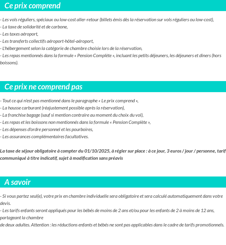 Conditions tarifaires