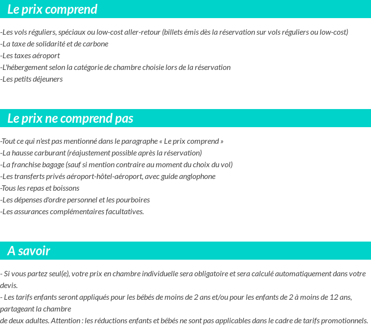 Conditions tarifaires