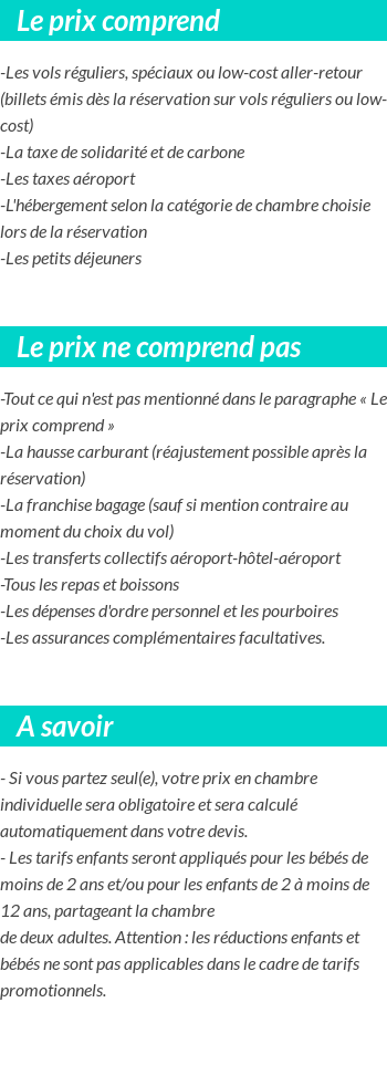 Conditions tarifaires