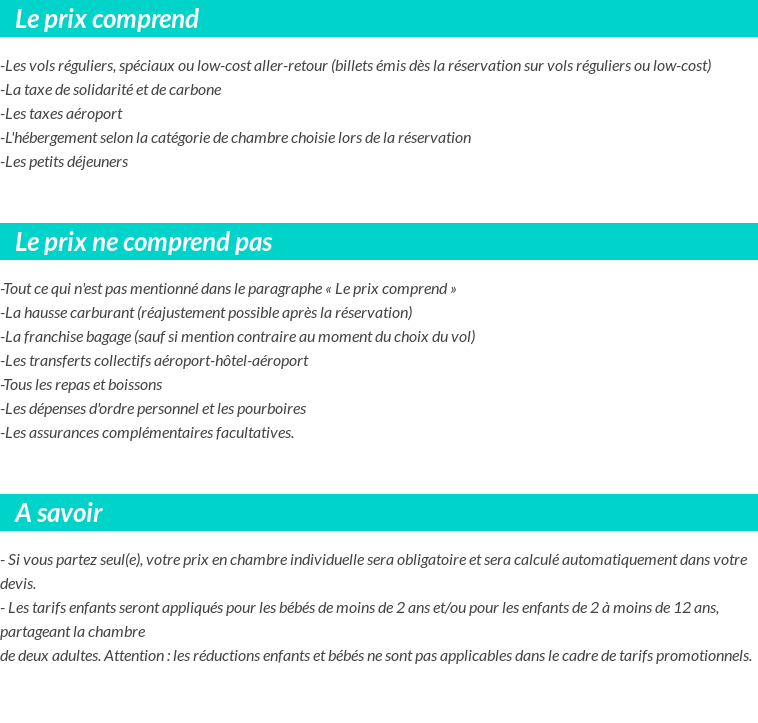 Conditions tarifaires