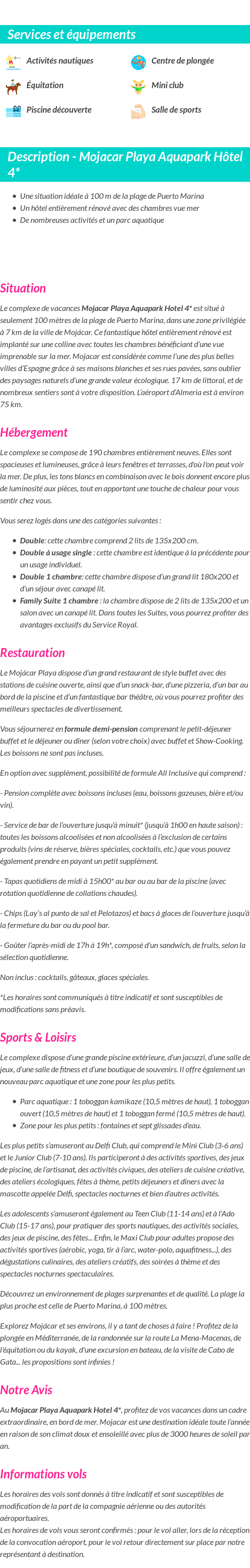 Détails du séjour