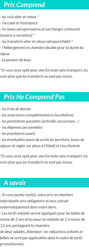 Conditions tarifaires