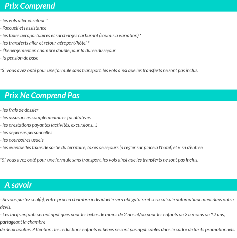 Conditions tarifaires