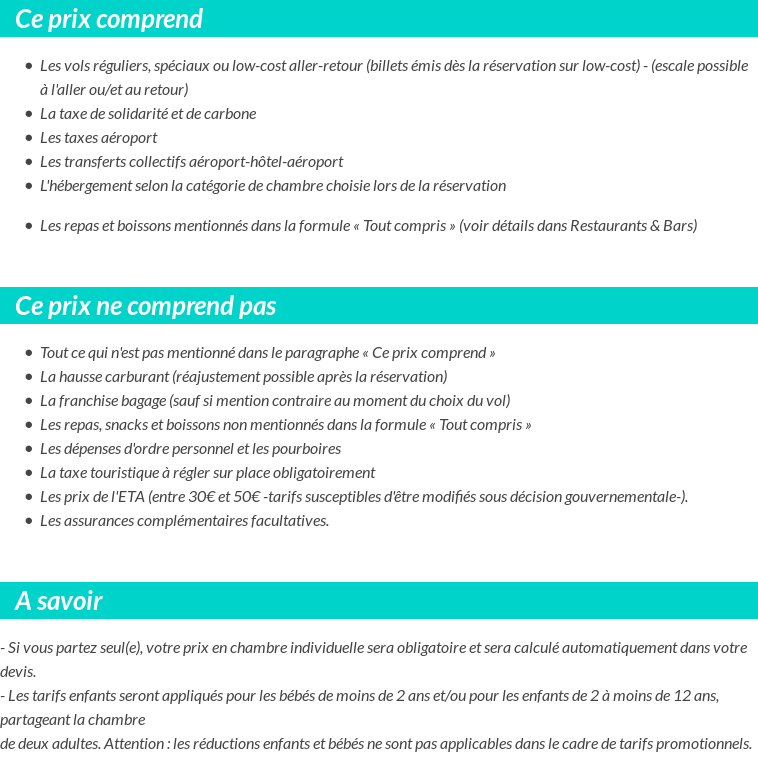 Conditions tarifaires
