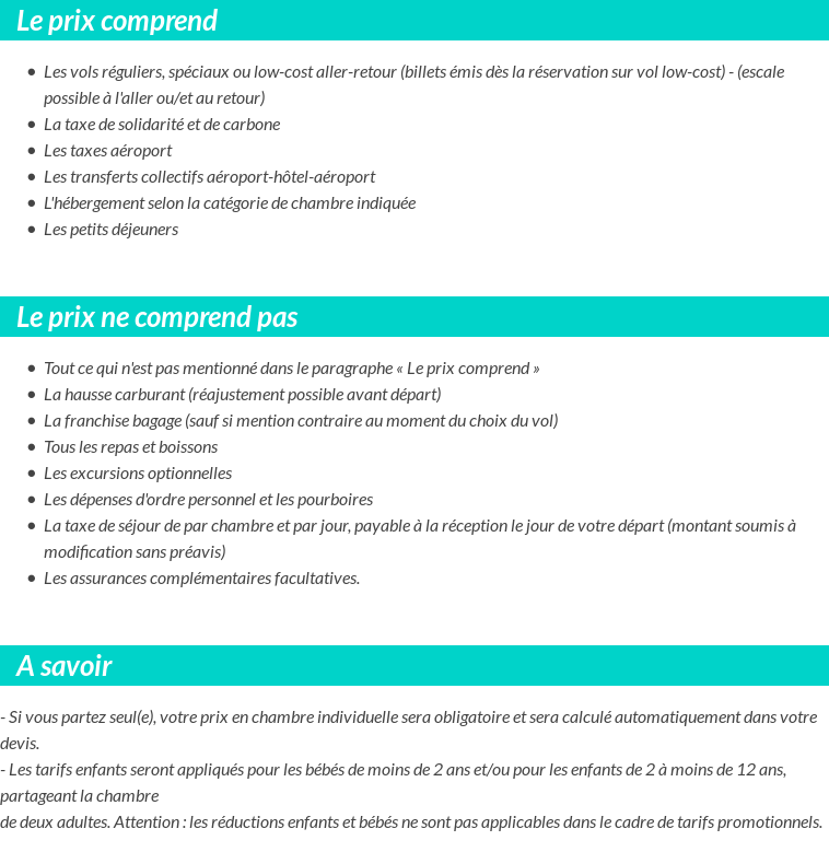 Conditions tarifaires