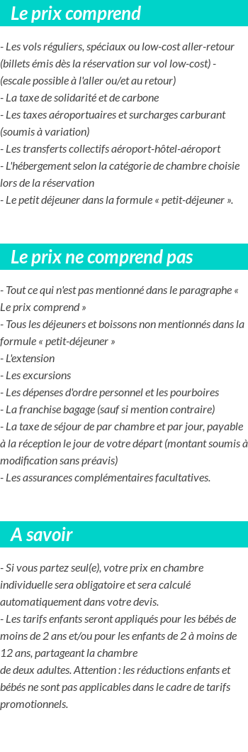 Conditions tarifaires