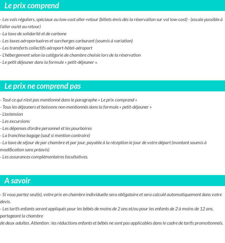 Conditions tarifaires