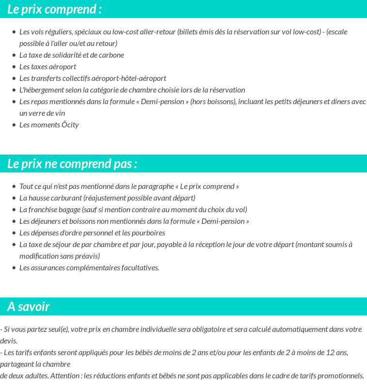 Conditions tarifaires