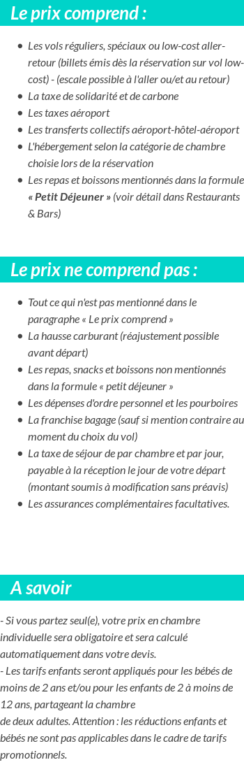 Conditions tarifaires