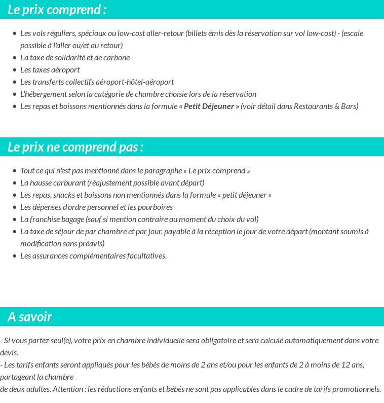 Conditions tarifaires