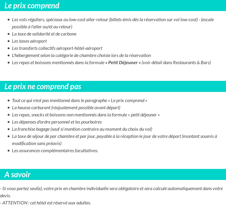 Conditions tarifaires
