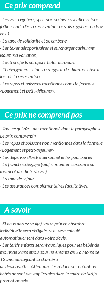 Conditions tarifaires
