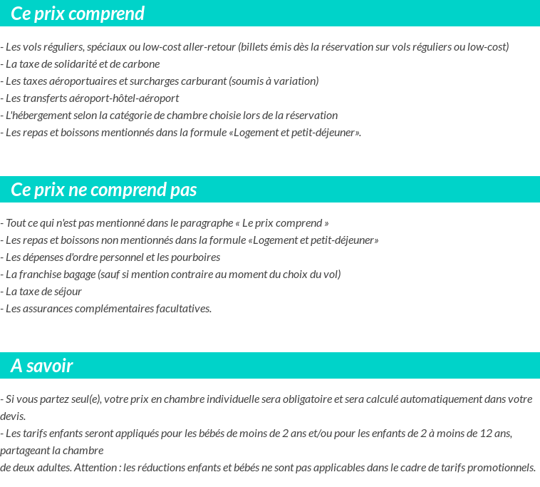 Conditions tarifaires