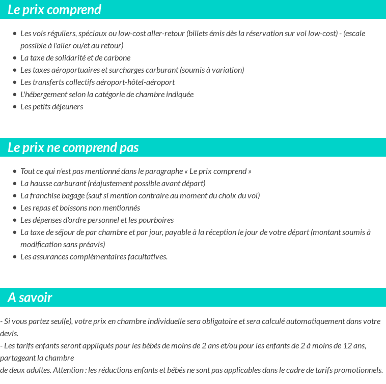 Conditions tarifaires