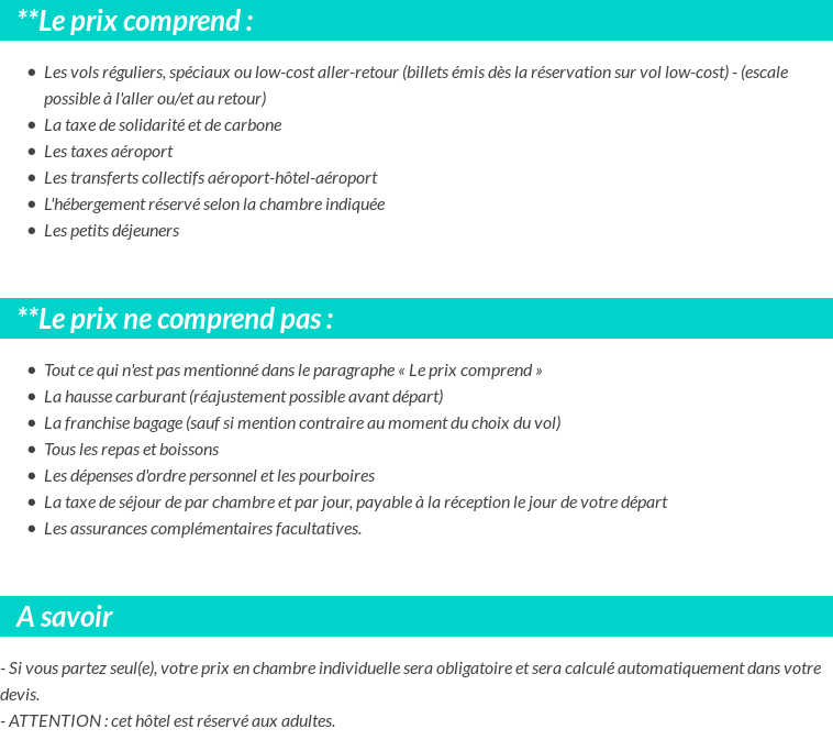 Conditions tarifaires