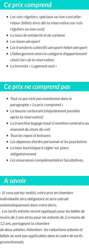 Conditions tarifaires