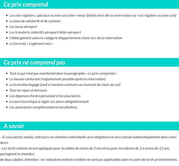 Conditions tarifaires