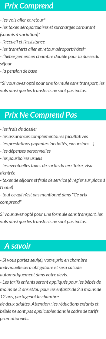 Conditions tarifaires