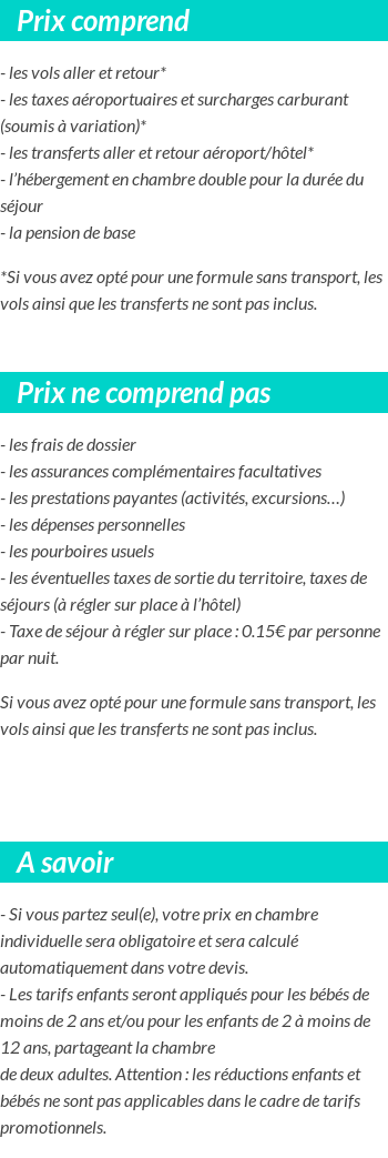 Conditions tarifaires