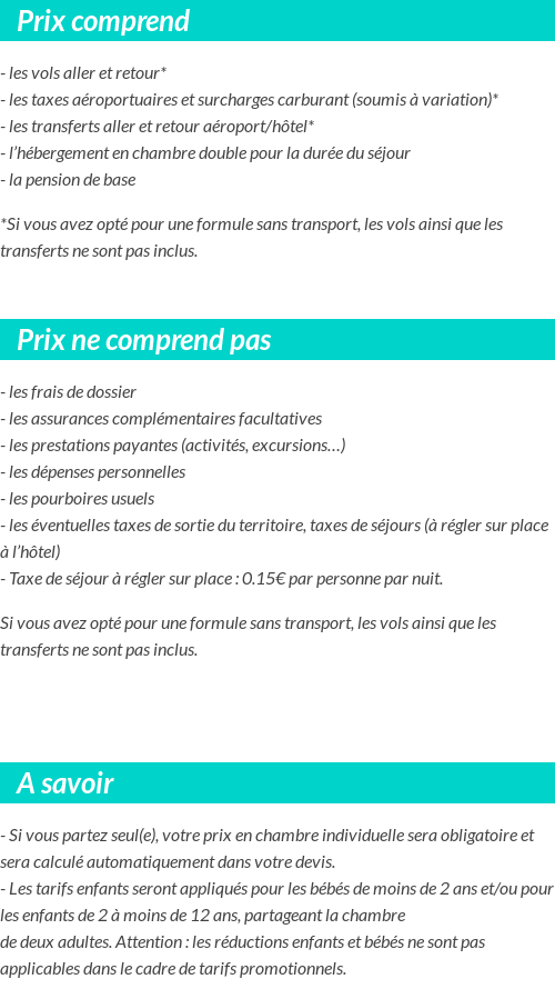 Conditions tarifaires