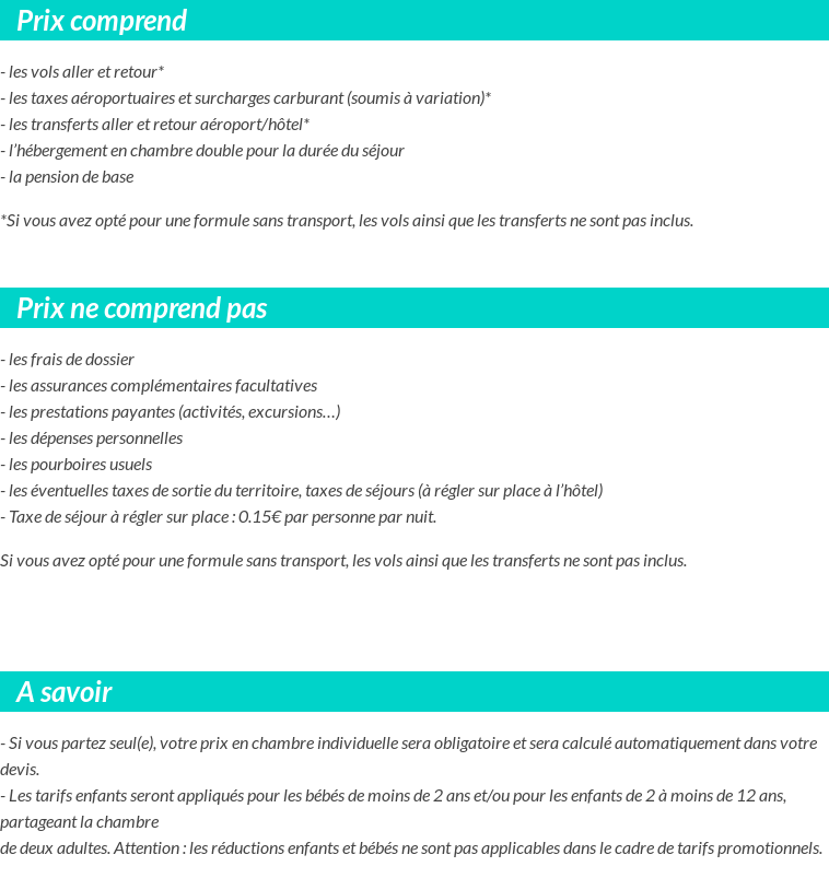 Conditions tarifaires