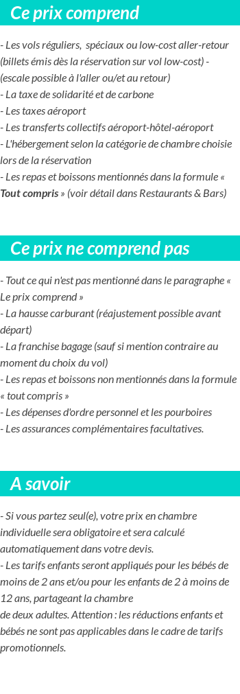 Conditions tarifaires