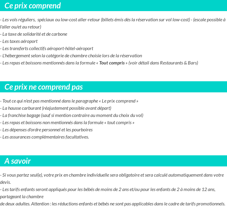 Conditions tarifaires