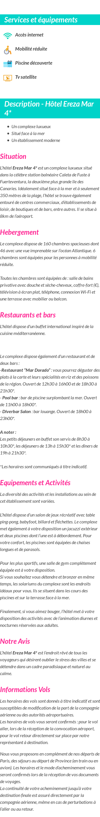 Détails du séjour