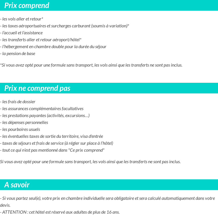 Conditions tarifaires