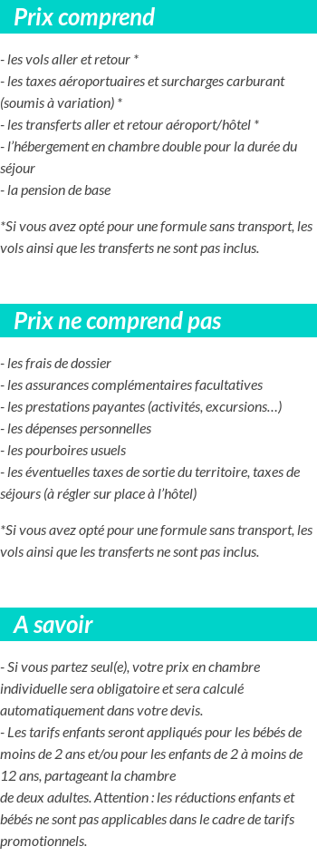 Conditions tarifaires