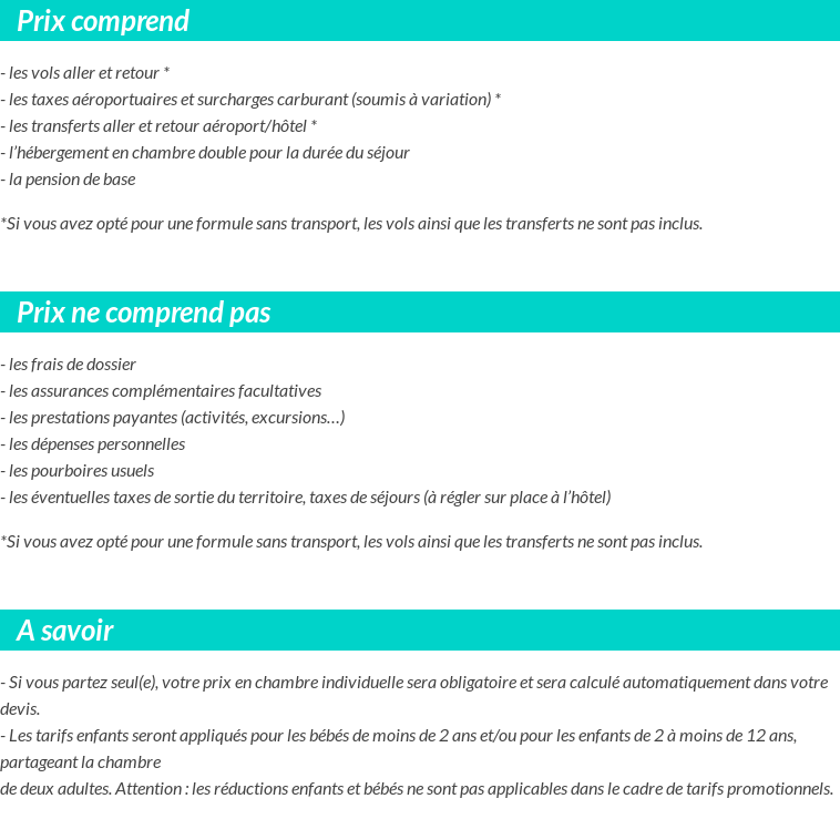 Conditions tarifaires