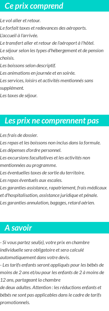 Conditions tarifaires