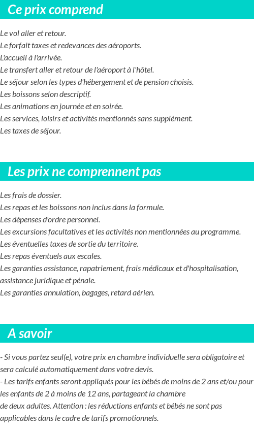 Conditions tarifaires