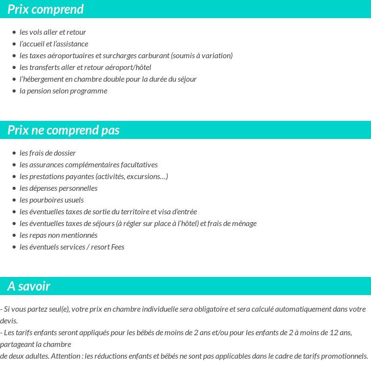 Conditions tarifaires