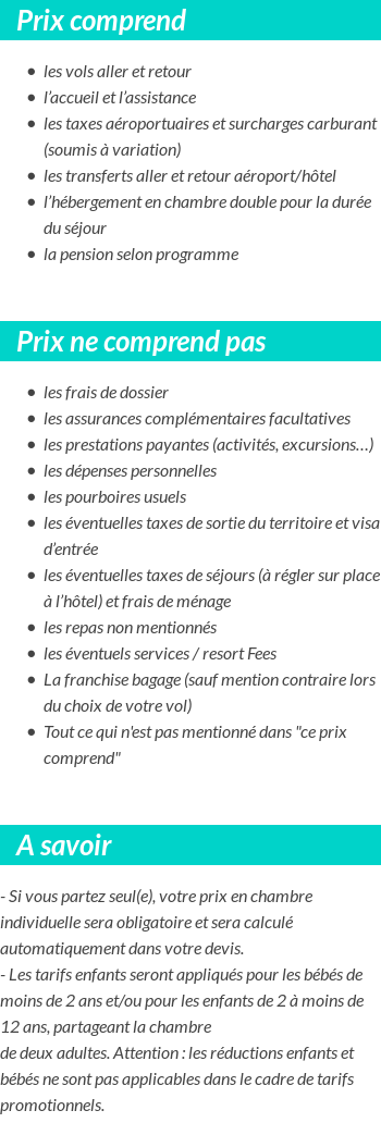 Conditions tarifaires