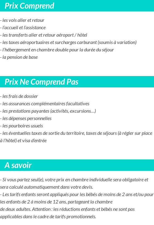 Conditions tarifaires