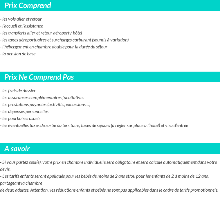 Conditions tarifaires