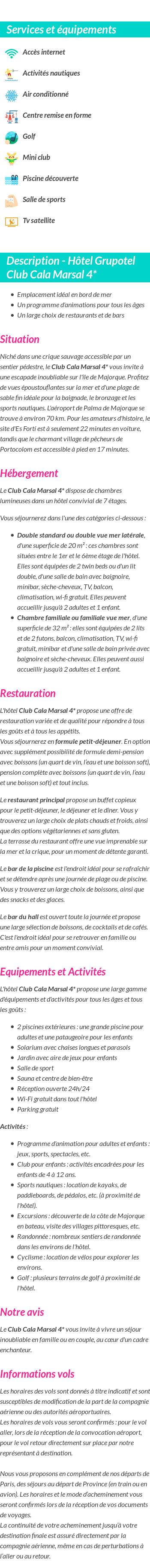 Détails du séjour