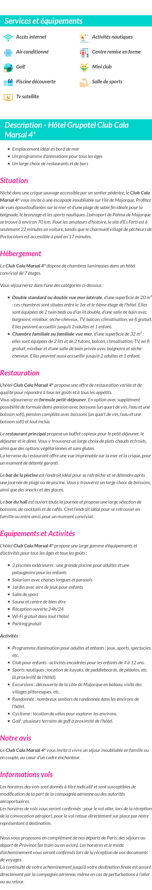 Détails du séjour