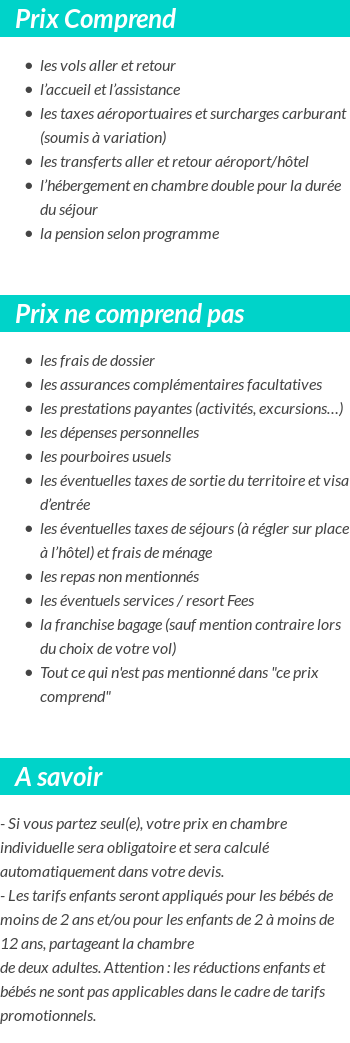 Conditions tarifaires