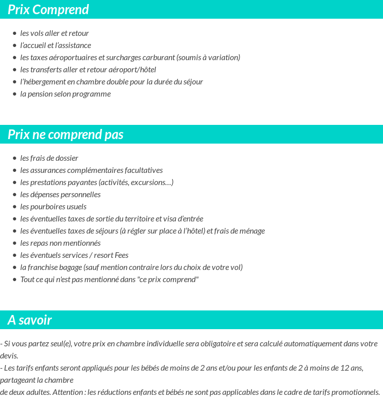 Conditions tarifaires