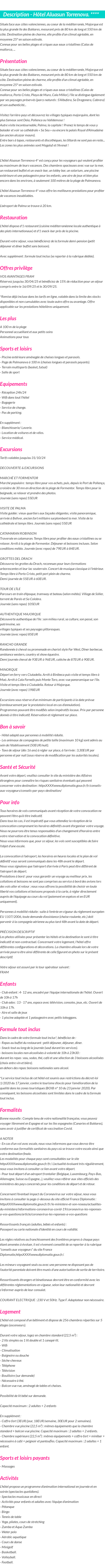 Détails du séjour