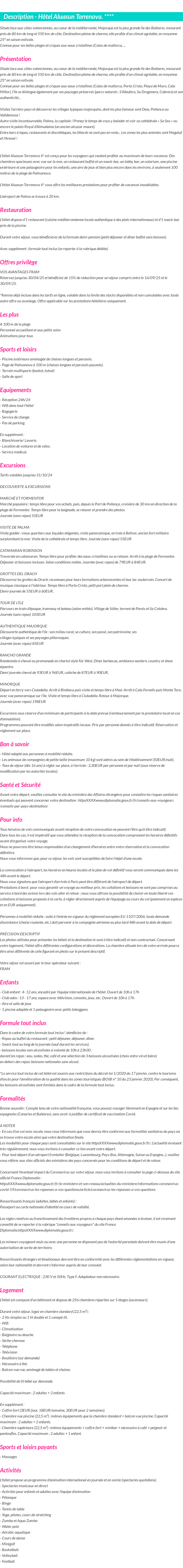 Détails du séjour