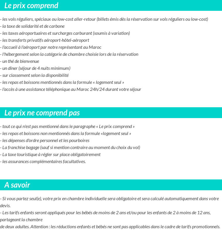 Conditions tarifaires