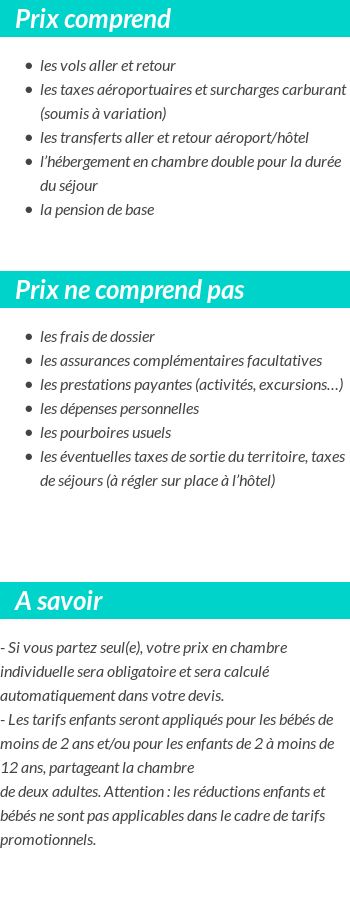 Conditions tarifaires