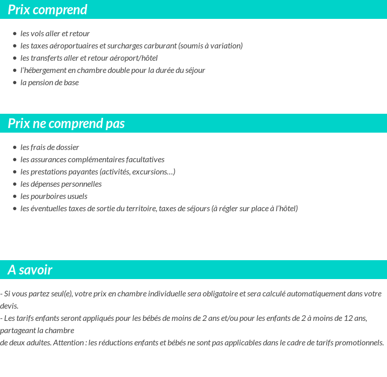 Conditions tarifaires