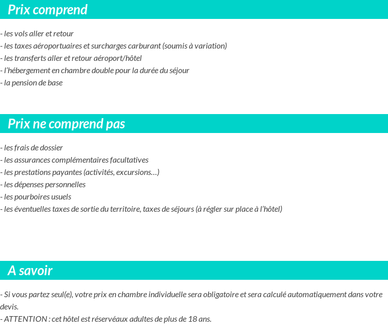 Conditions tarifaires