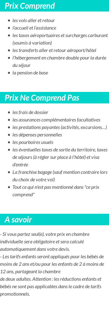 Conditions tarifaires